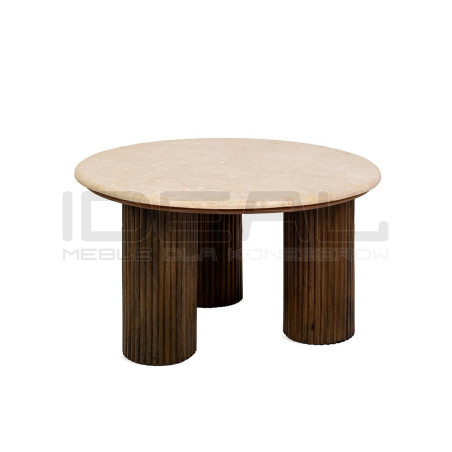 Stolik kawowy RAGNO – Marmurowy blat i drewniana podstawa