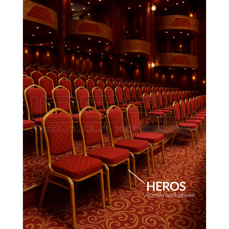 Krzesło do sali bankietowej HEROS czerwone złote