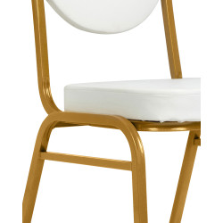 Krzesło eventowe HESTIA biało złote - ekoskóra |IdealMeble