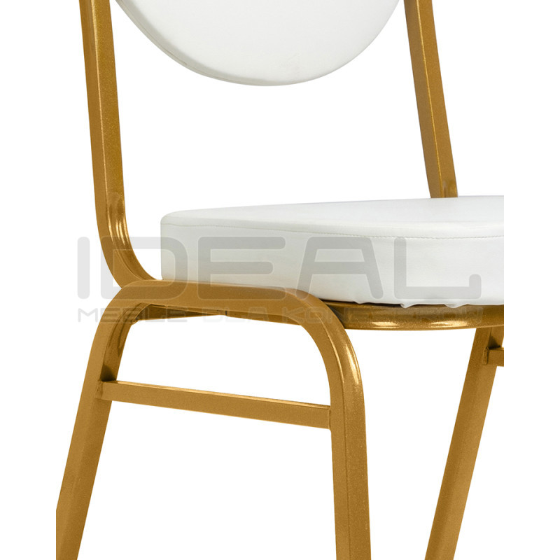 Krzesło eventowe HESTIA biało złote - ekoskóra |IdealMeble