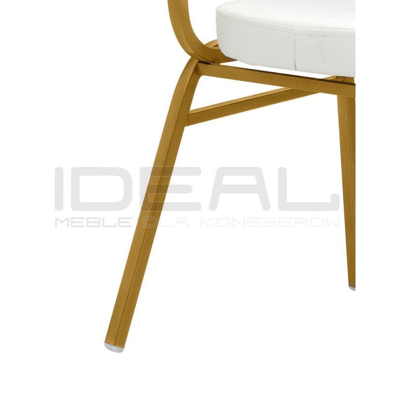 Krzesło eventowe HESTIA biało złote - ekoskóra |IdealMeble