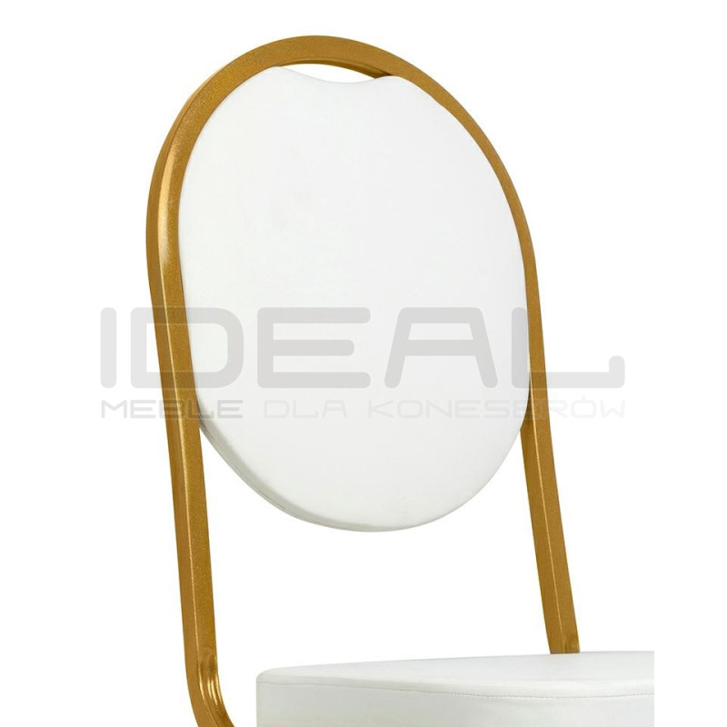 Krzesło bankietowe HESTIA biało złote - ekoskóra |IdealMeble