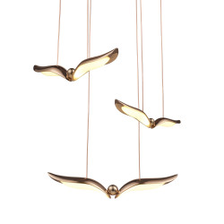 GUFO 3 – designerska lampa wisząca w kolorze różowego złota