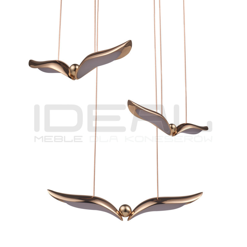 GUFO 3 – designerska lampa wisząca w kolorze różowego złota