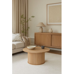 Stolik z lamelami japandi Alare okrągły | IdealMeble.pl