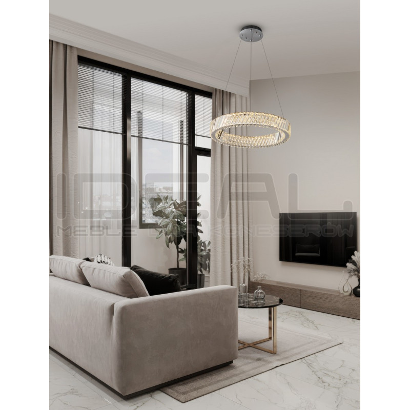 Nowoczesny żyrandol kryształowy VITREO 60 cm – nikiel