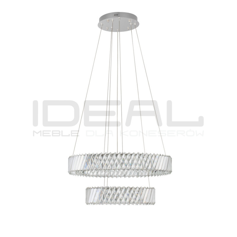 Żyrandol VITREO Duo – kryształ & nikiel | Dwa okręgi