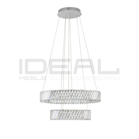 Żyrandol VITREO Duo – kryształ & nikiel | Dwa okręgi