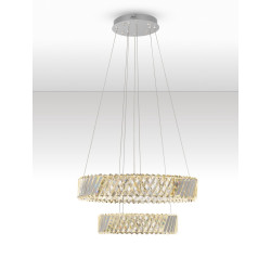 Żyrandol VITREO Duo – kryształ & nikiel | Dwa okręgi