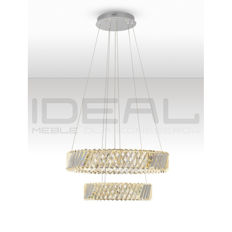 Żyrandol VITREO Duo – kryształ & nikiel | Dwa okręgi