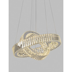 Żyrandol VITREO Duo – kryształ & nikiel | Dwa okręgi