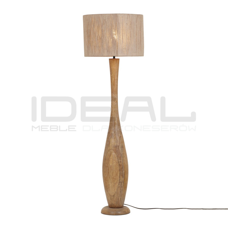 Drewniana lampa podłogowa JUTE – styl boho, juta i drewno