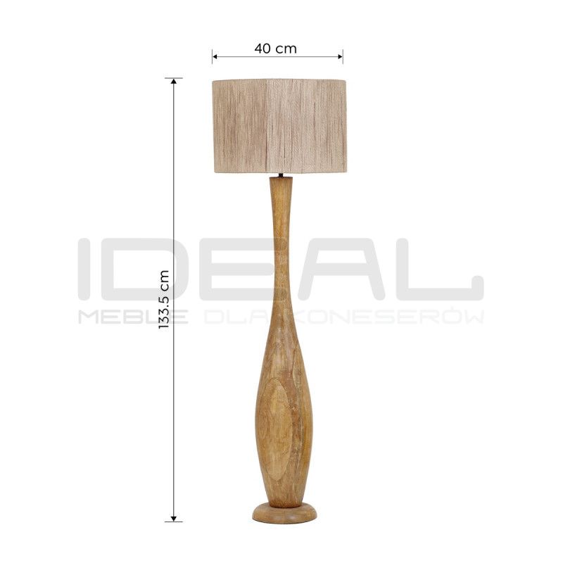 Drewniana lampa podłogowa JUTE – styl boho, juta i drewno