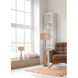 Drewniana lampa podłogowa JUTE – styl boho, juta i drewno