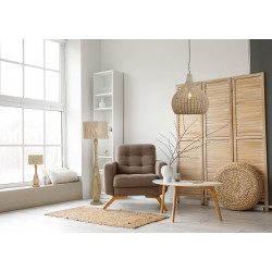 Lampa stołowa JUTA – naturalna lampka nocna z juty i drewna