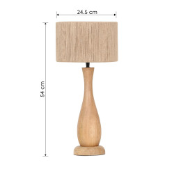Lampa stołowa JUTA – naturalna lampka nocna z juty i drewna