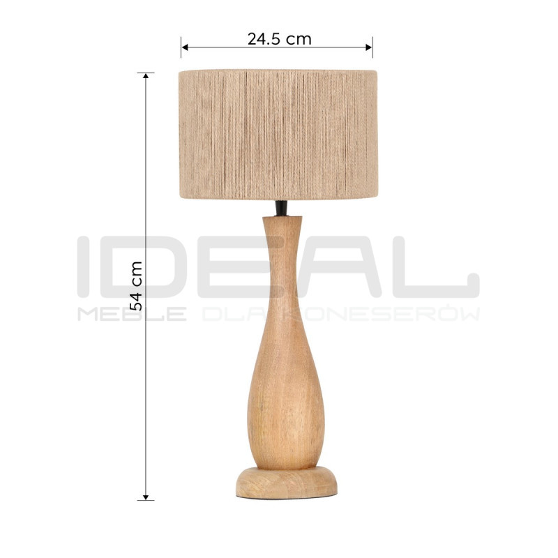 Lampa stołowa JUTA – naturalna lampka nocna z juty i drewna