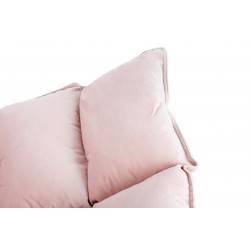 Fotel Bujany Swing velvet jasny róż na miedzianej podstawie