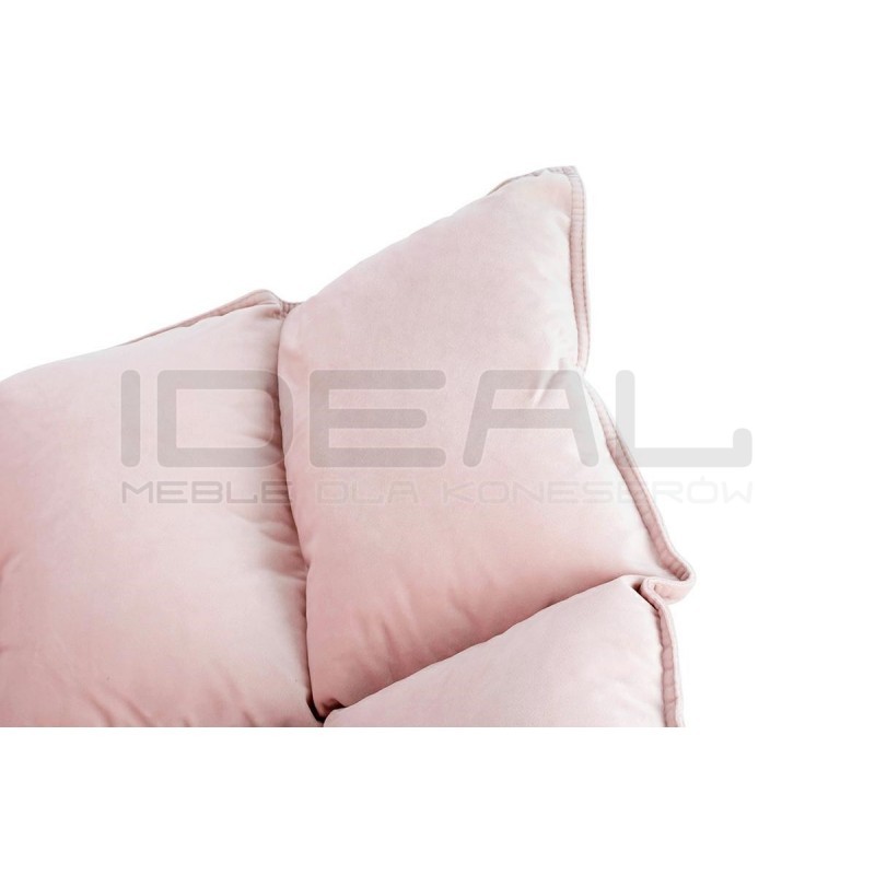 Fotel Bujany Swing velvet jasny róż na miedzianej podstawie