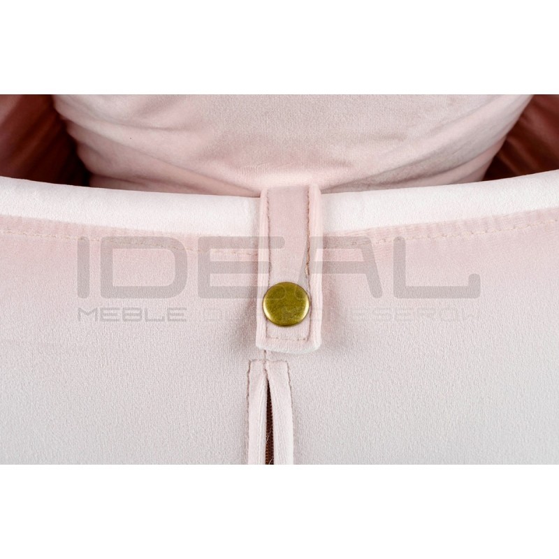 Fotel Bujany Swing velvet jasny róż na miedzianej podstawie