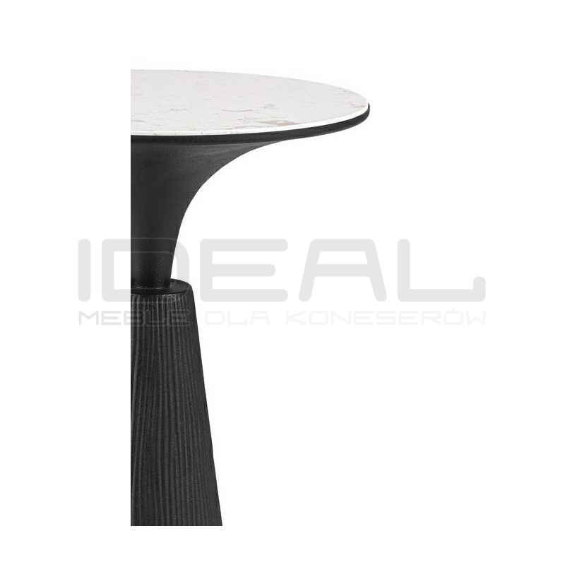 Stół barowy Rondel średnica 51 cm czarny blat marmur | IdealMeble.pl