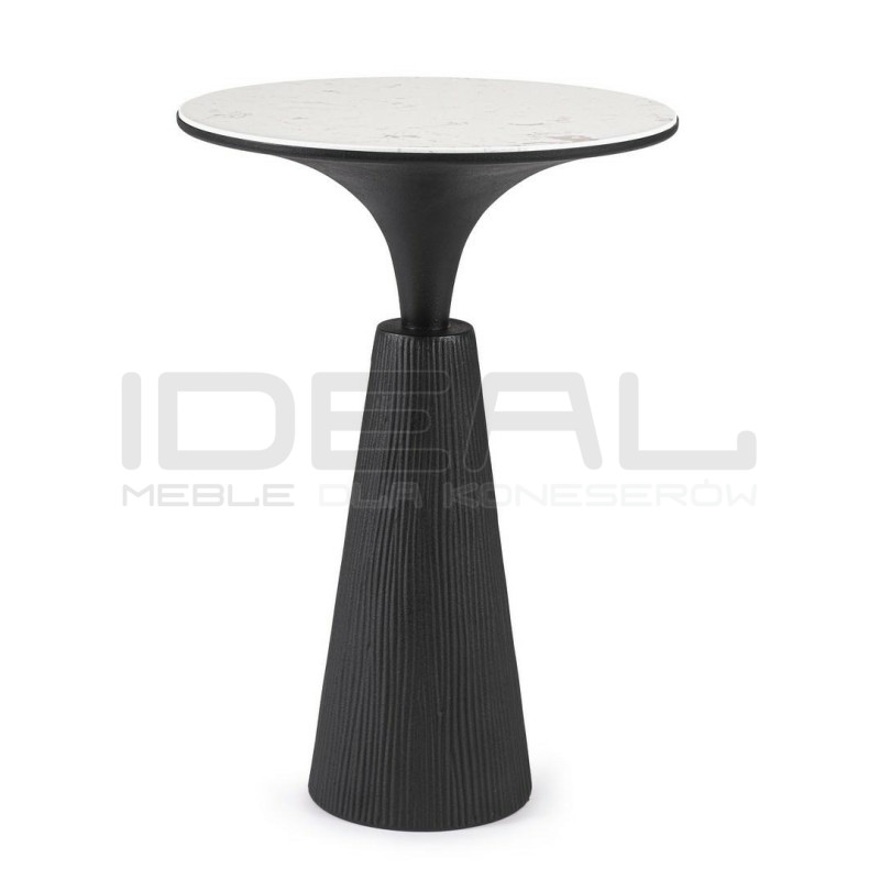 Stół barowy Rondel średnica 51 cm czarny blat marmur | IdealMeble.pl
