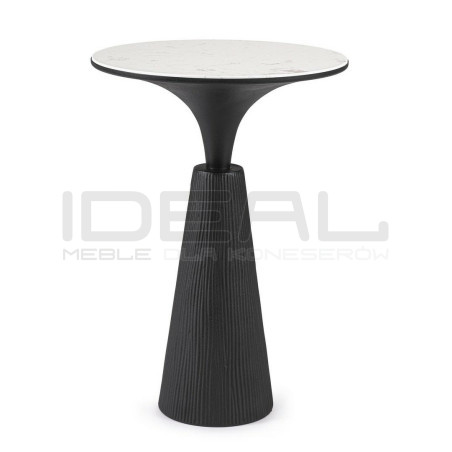 Stół barowy Rondel średnica 51 cm czarny blat marmur | IdealMeble.pl