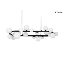 Lampa ALURE OVAL 120 czarna z mlecznobiałymi kloszami