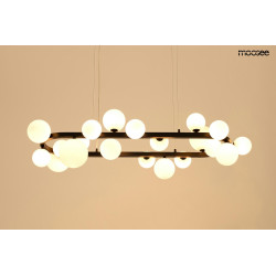 Lampa ALURE OVAL 120 czarna z mlecznobiałymi kloszami