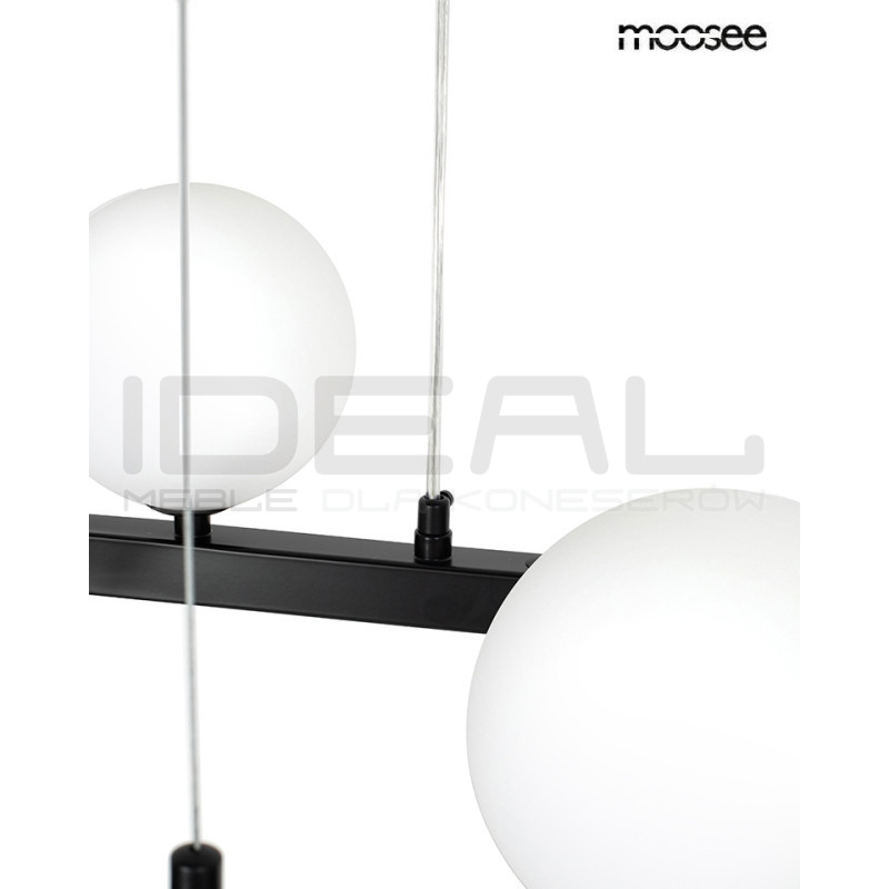 Lampa ALURE OVAL 120 czarna z mlecznobiałymi kloszami