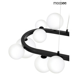 Lampa ALURE OVAL 120 czarna z mlecznobiałymi kloszami