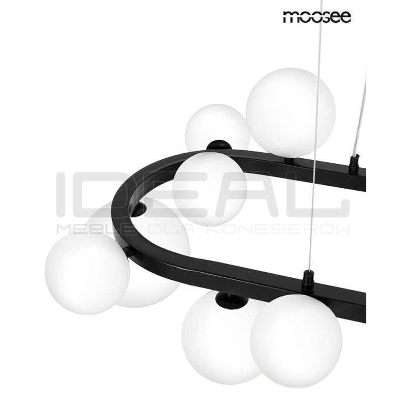 Lampa ALURE OVAL 120 czarna z mlecznobiałymi kloszami