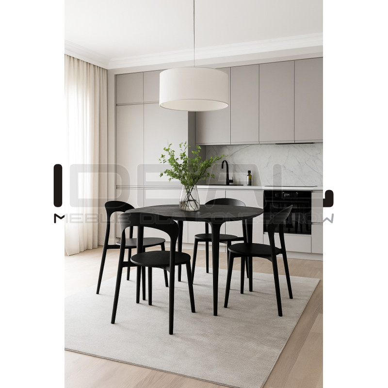 Stół LAMINAR 120 czarny / drewno – elegancki stół dla 4 osób