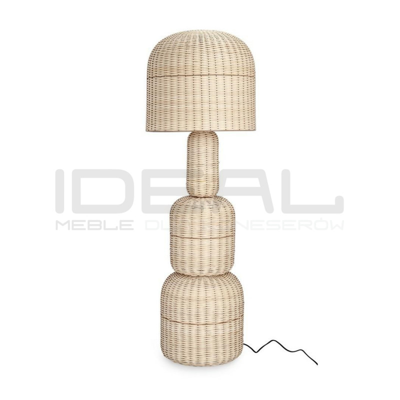Ażurowa lampa podłogowa boho rattan SIKKIM beżowa | IdealMeble.pl