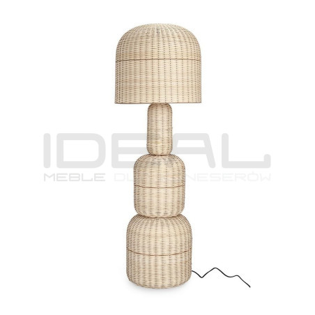 Ażurowa lampa podłogowa boho rattan SIKKIM beżowa | IdealMeble.pl