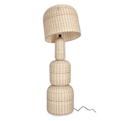 Ażurowa lampa podłogowa boho rattan SIKKIM beżowa | IdealMeble.pl