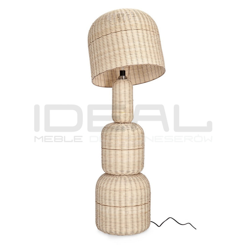 Ażurowa lampa podłogowa boho rattan SIKKIM beżowa | IdealMeble.pl
