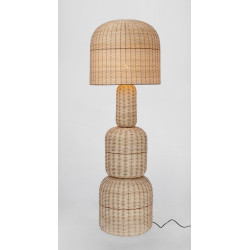 Ażurowa lampa podłogowa boho rattan SIKKIM beżowa | IdealMeble.pl