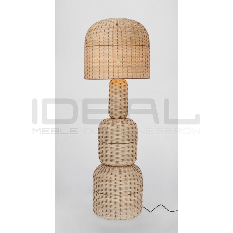 Ażurowa lampa podłogowa boho rattan SIKKIM beżowa | IdealMeble.pl