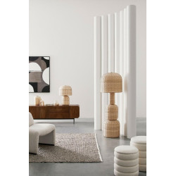 Ażurowa lampa podłogowa boho rattan SIKKIM beżowa | IdealMeble.pl