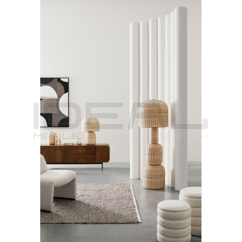 Ażurowa lampa podłogowa boho rattan SIKKIM beżowa | IdealMeble.pl