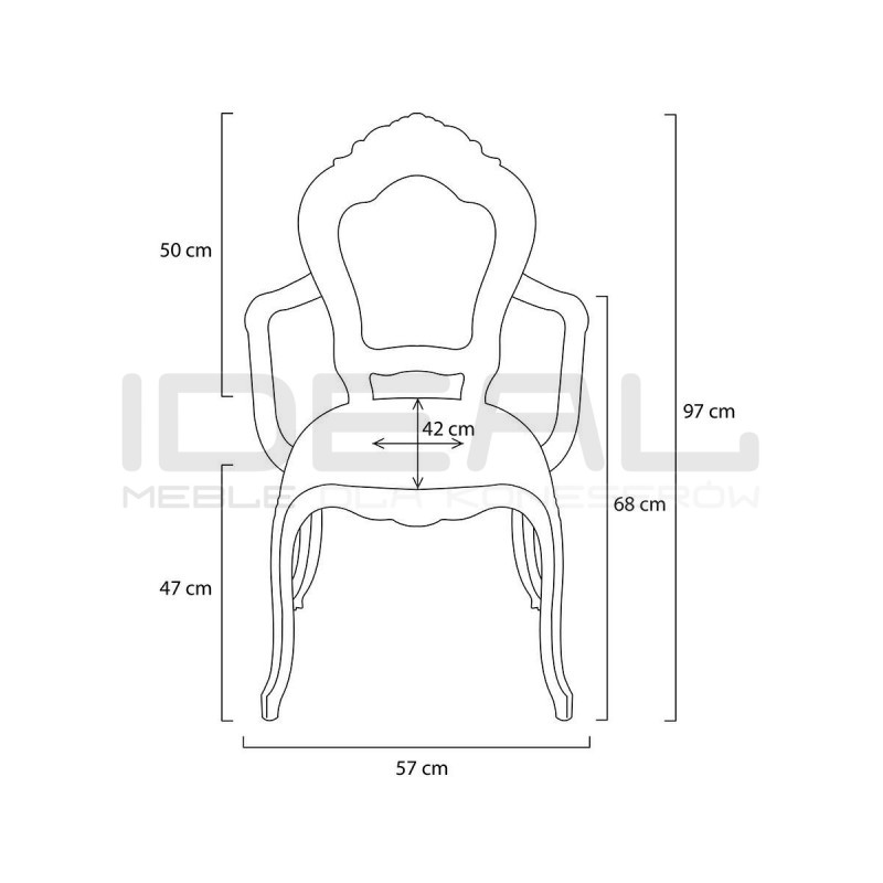 Krzesło glamour przezroczyste KING ARM