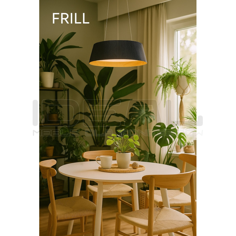 Lampa LED FRILL – Czarna i biała ryflowana lampa wisząca