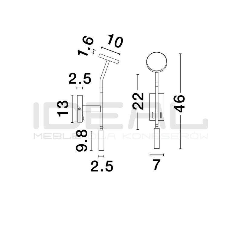 Lampa ścienna z włącznikiem czarna Liora | IdealMeble.pl