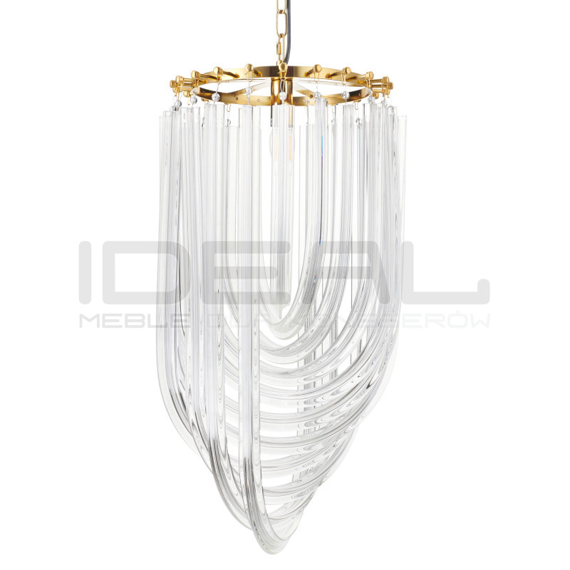 Lampa wisząca kryształowa złota glamour Wave Murano L | IdealMeble.pl