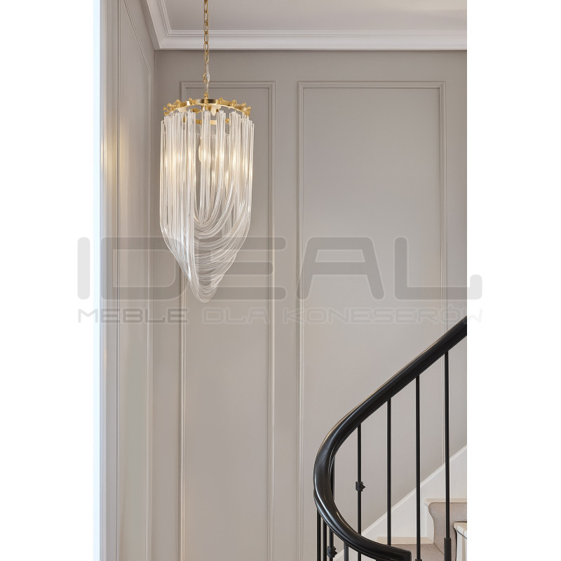 Lampa wisząca kryształowa złota glamour Wave Murano L | IdealMeble.pl