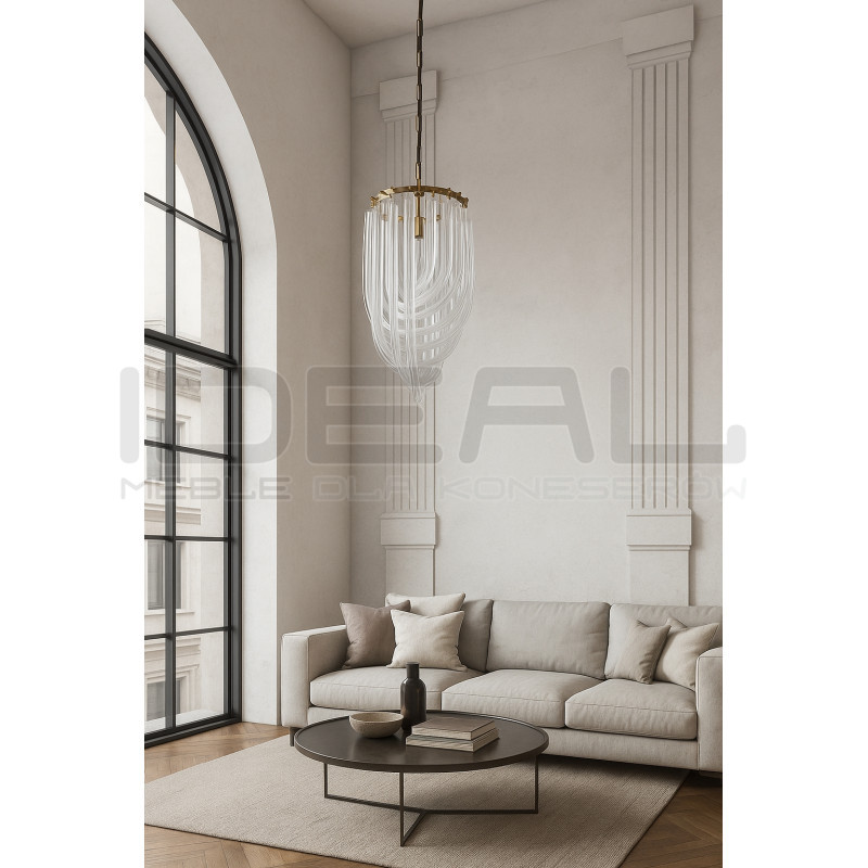 Lampa wisząca kryształowa złota Wave Murano S | IdealMeble.pl