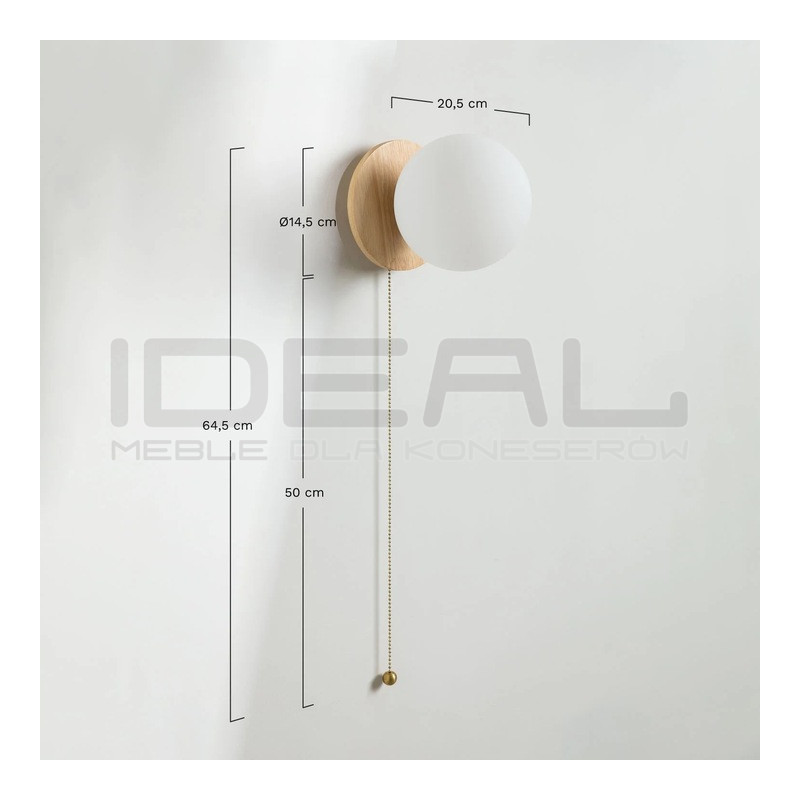 Kinkiet glamour ORO złoty z wyłącznikiem sznurkowym