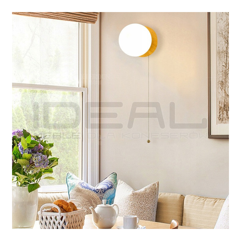 Kinkiet glamour ORO złoty z wyłącznikiem sznurkowym