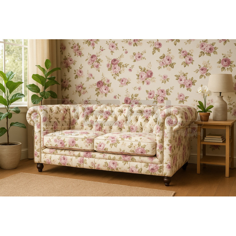Sofa Chesterfield Lady kwiaty 3 os.